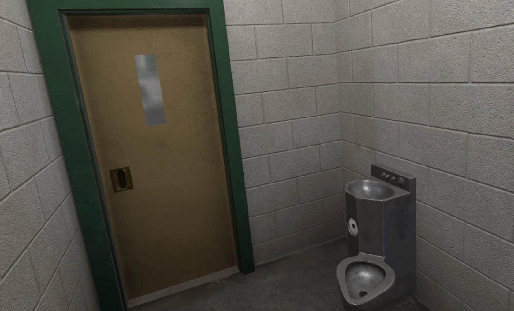 virtual prison cell with toilet