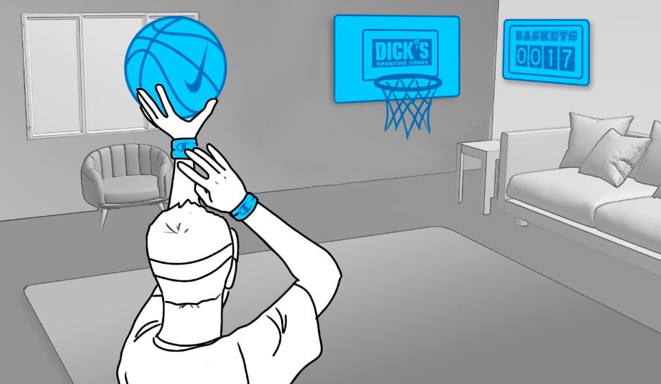 Concept art of a basketball AR experience.